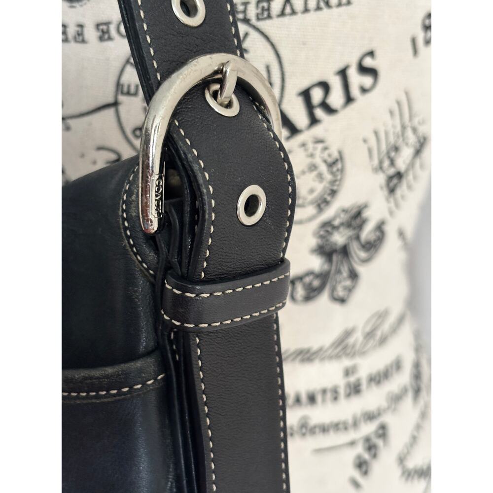 Vintage Coach Front Flap Soho Crossbody Black Leather Convertible Shoulder Hobo - Picture 4 of 11